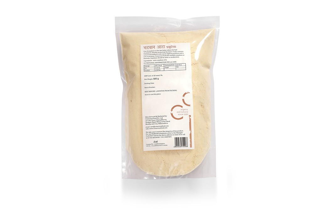 Conscious Food Soyabean Flour Bhatwan Atta, Natural + Chakki-ground   Pack  500 grams